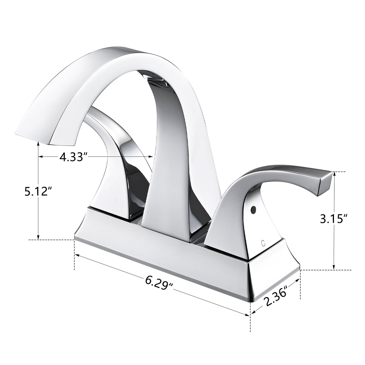 Solid Brass Chrome 4-Inch Centerset Bathroom Sink Faucet, Two-Handle Vanity Faucet with Pop-Up Drain
