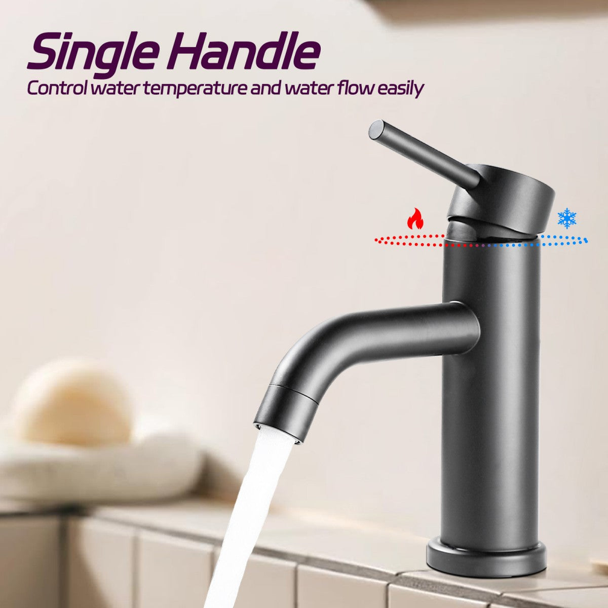 Bathroom Single Hole Sink Faucet Matte Black Single Handle W1224P203277