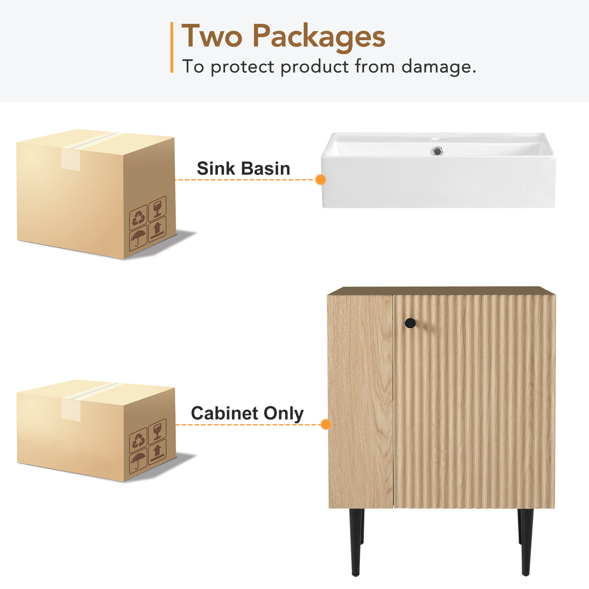 21.6" Bathroom Vanity with Sink, Slim Freestanding Bathroom Vanity Cabinet with Ceramic Sink & Overflow, Gold Metal Legs, Soft Close Door, for Small Bathroom,,Wood