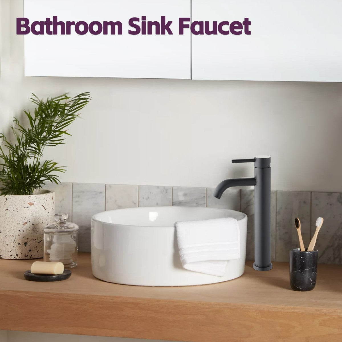 Bathroom Single Hole Vessel Sink Faucet Matte Black Single Handle W1224P206884