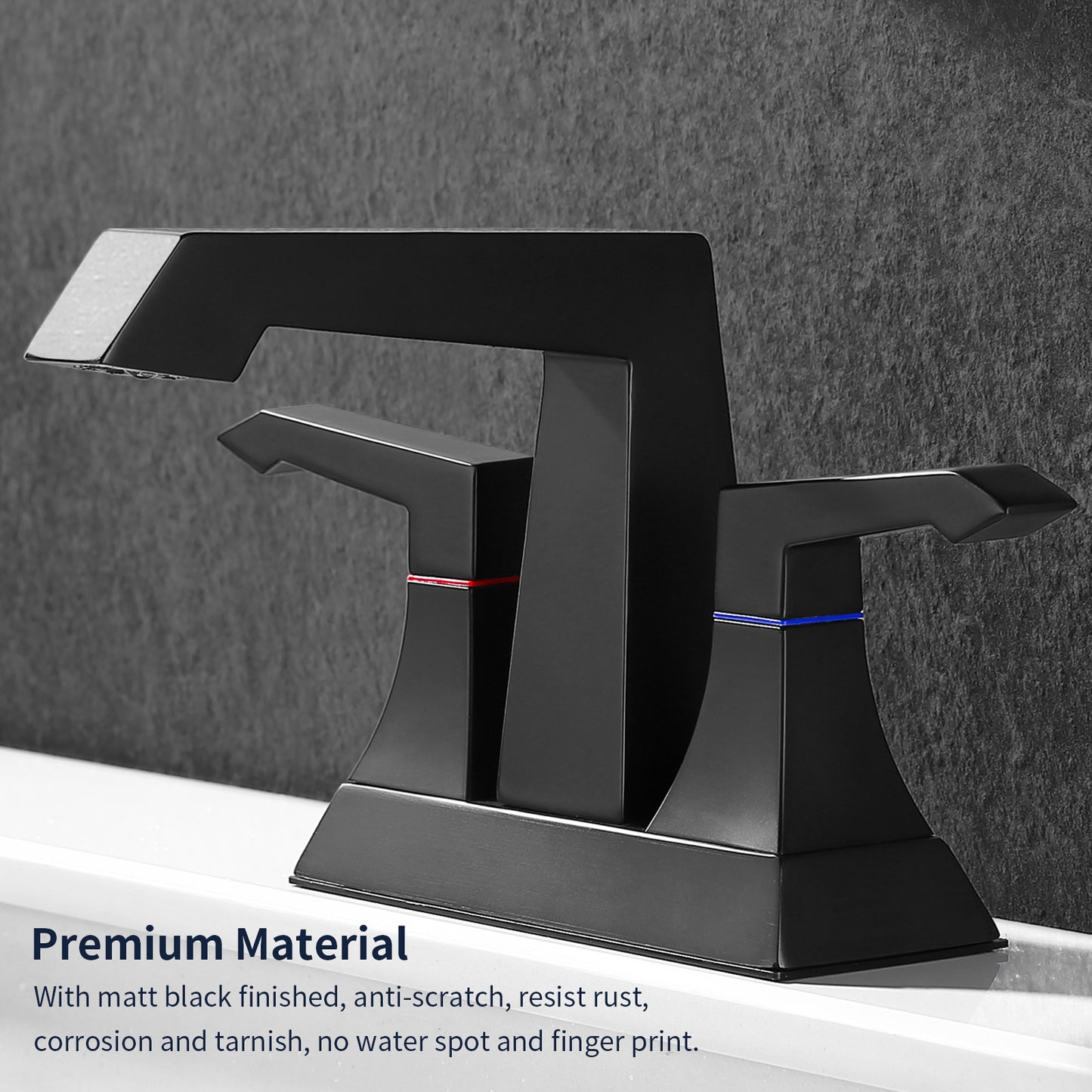 Bathroom Widespread Three Hole Sink Faucet Matte Black Two Handles With Pop-up Drain T3177P277481