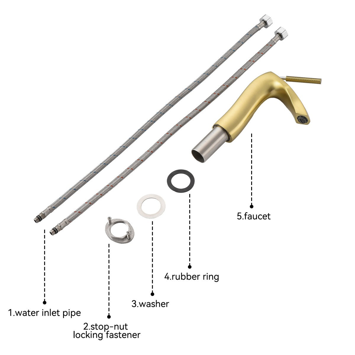 Bathroom Single Hole Sink Faucet Brushed Gold Single Handle W1217P214966