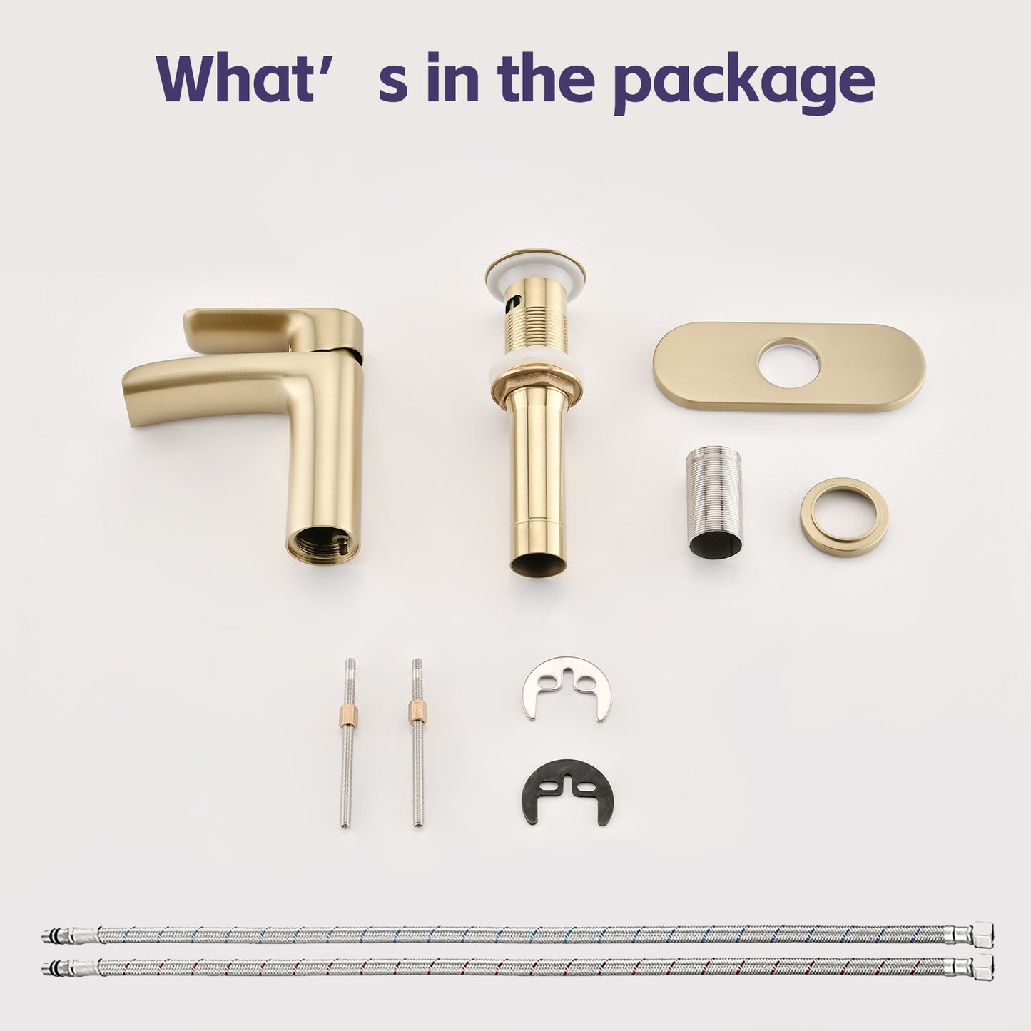 Bathroom Single Hole or Three Hole Waterfall Sink Faucet Brushed Gold Single Handle with Deck Plate and Pop-up Drain W1224P227673