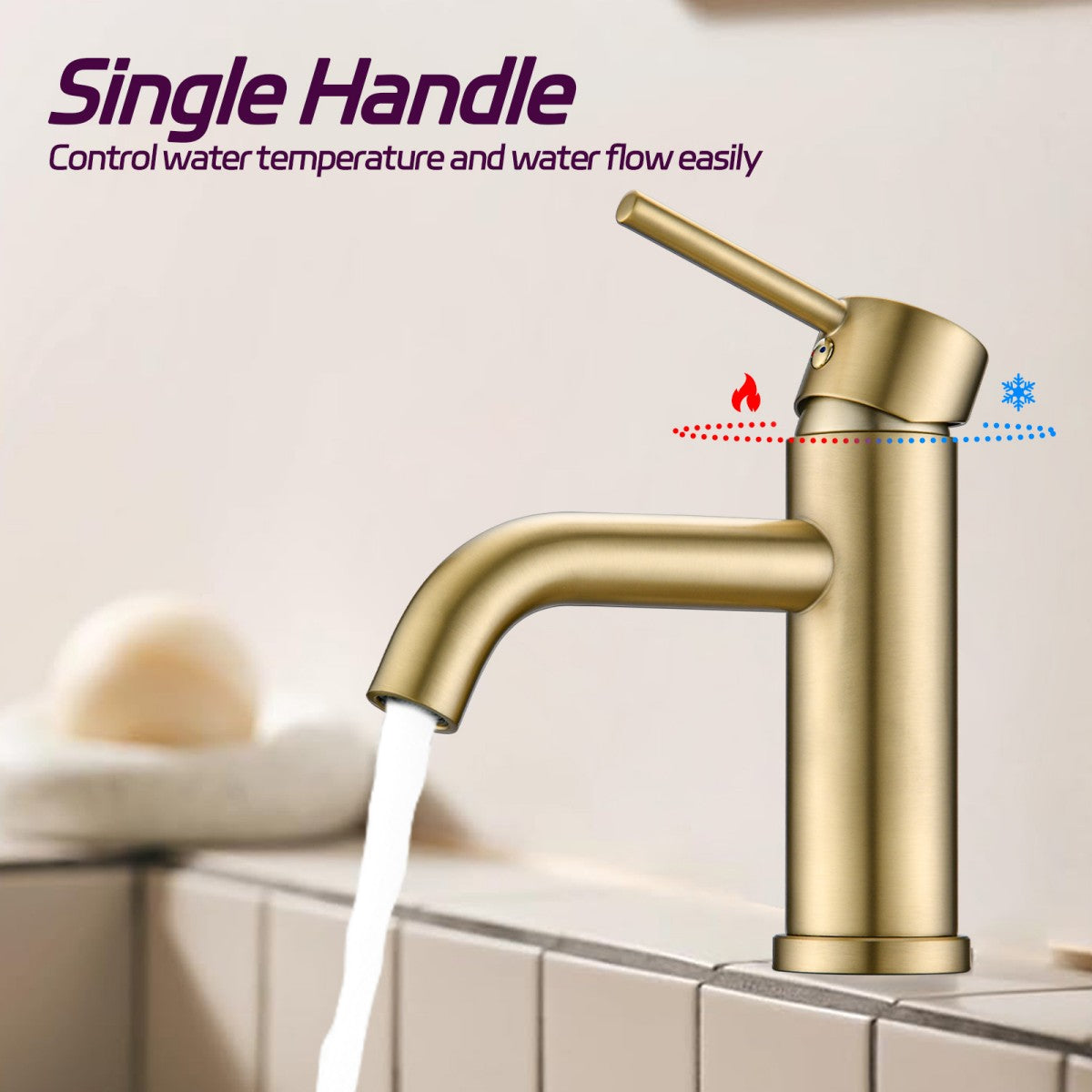 Bathroom Single Hole Sink Faucet Gold Single Handle W1224P203279