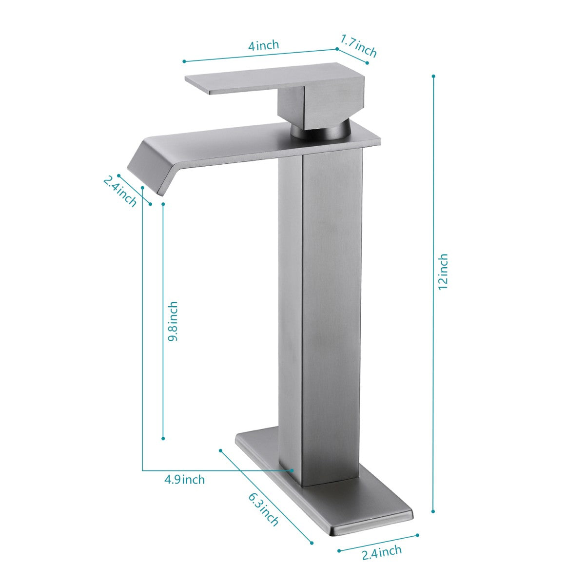 Bathroom Single Hole or Three Holes Vessel Sink Faucet Brushed Nickel Single Handle With Deck Plate and Pop-up Drain W928P225281