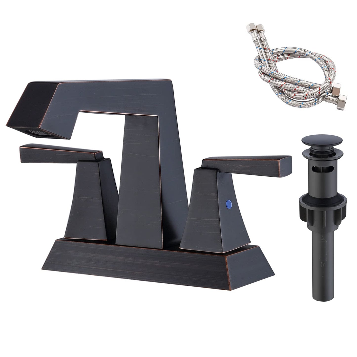 Bathroom Widespread Three Hole Sink Faucet Oil Rubbed Bronze Two Handles With Pop-up Drain T3177P277477