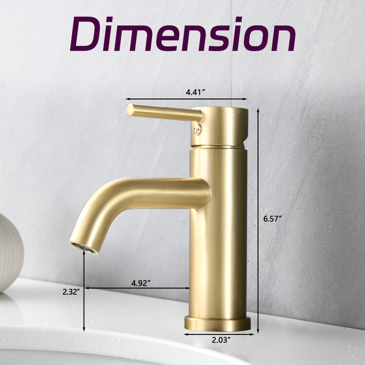 Bathroom Single Hole Sink Faucet Gold Single Handle W1224P203279