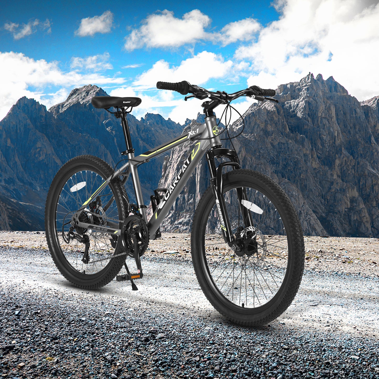 24 Inch Mountain Bike, 21 Speed, Dual Dis Brake, Front Suspension For Boy Girl,Gray S24102GRAY