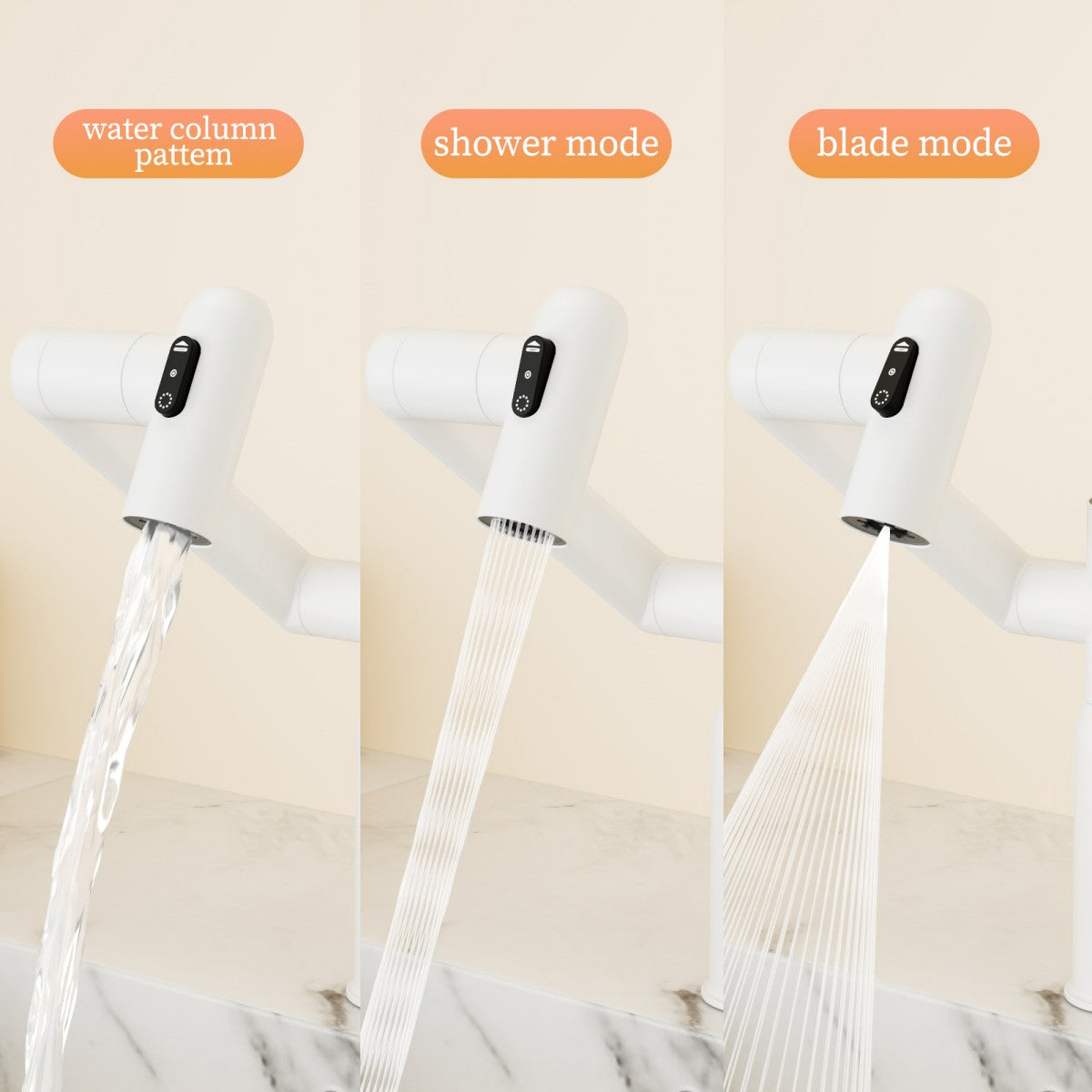 Bathroom Single Hole Sink Faucet White Two Handles Rotable Spout W1217P214946