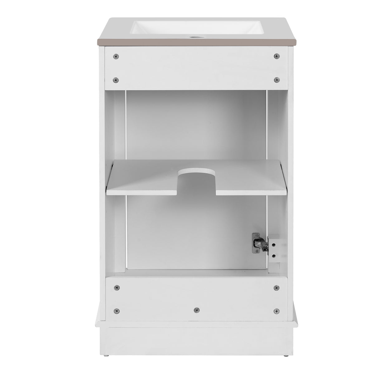 20" Shaker Style Bathroom Vanity with Sink, Small Bathroom Vanity Cabinet with Integrated Ceramic Sink, Soft Close Door, Solid Wood & MDF,White