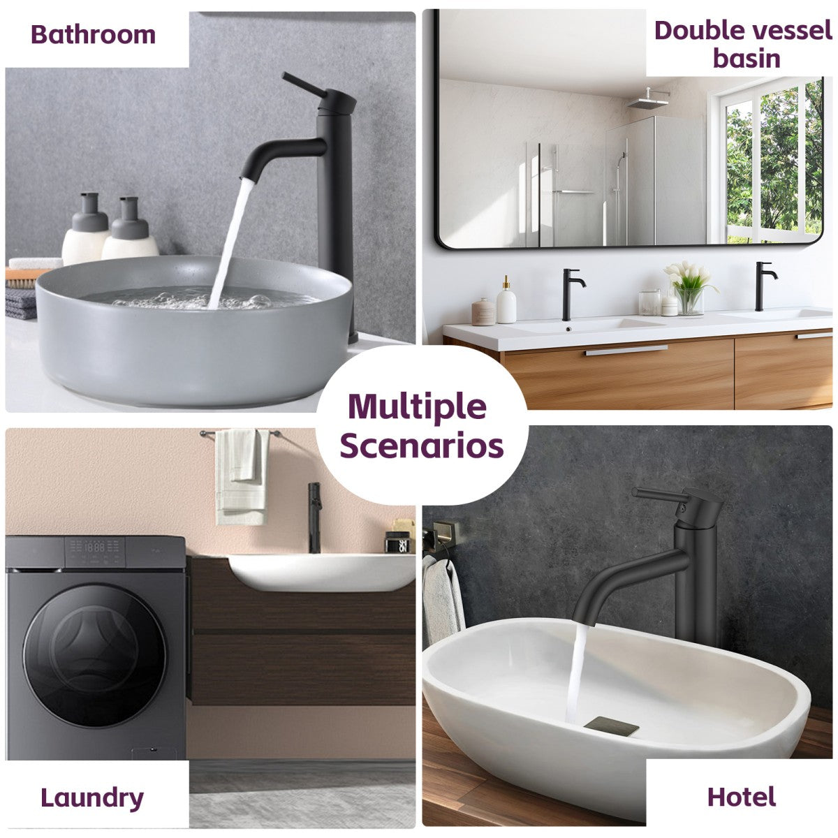 Bathroom Single Hole Vessel Sink Faucet Matte Black Single Handle W1224P206884