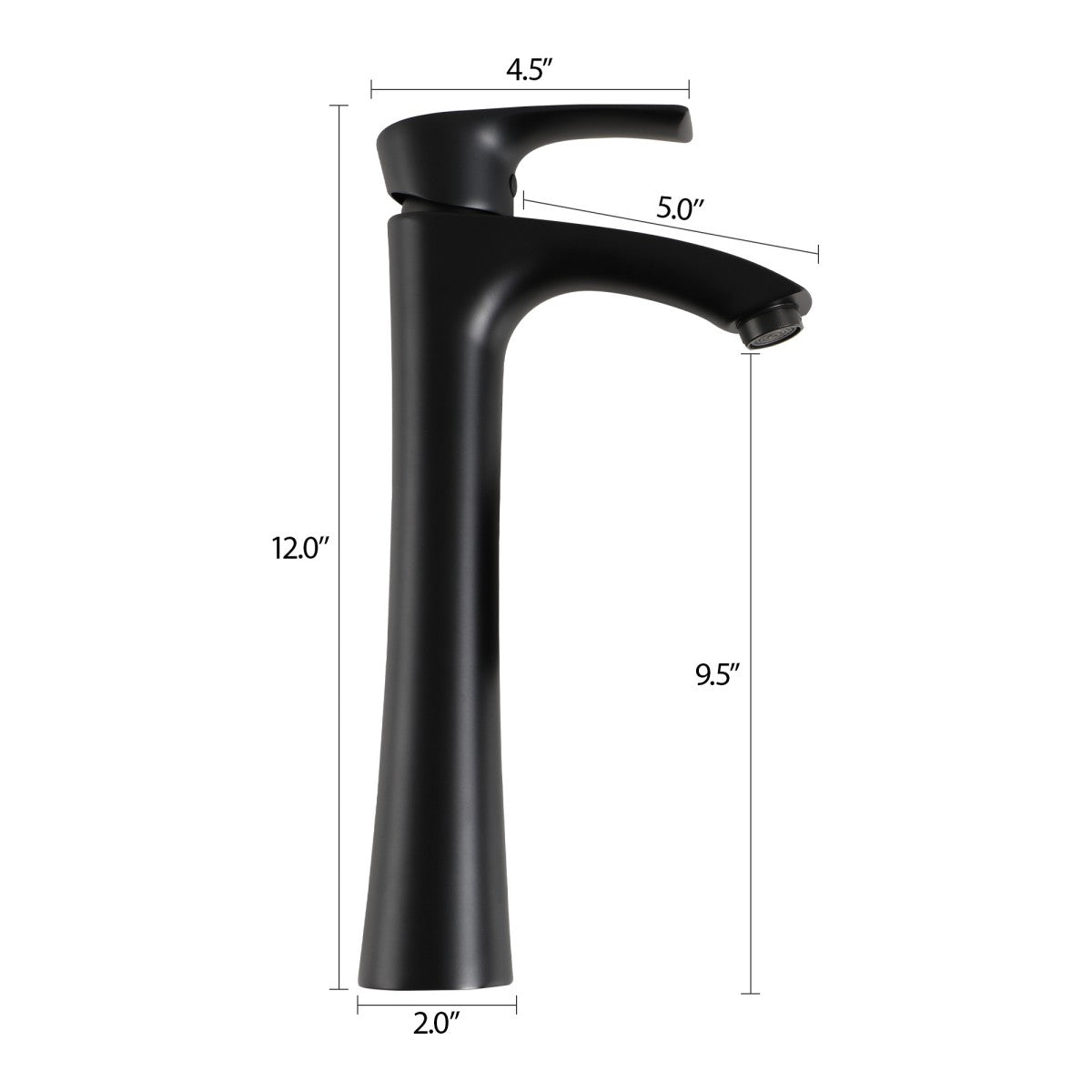 Bathroom Single Hole Vessel Sink Faucet Matte Black Single Handle W1243P262147
