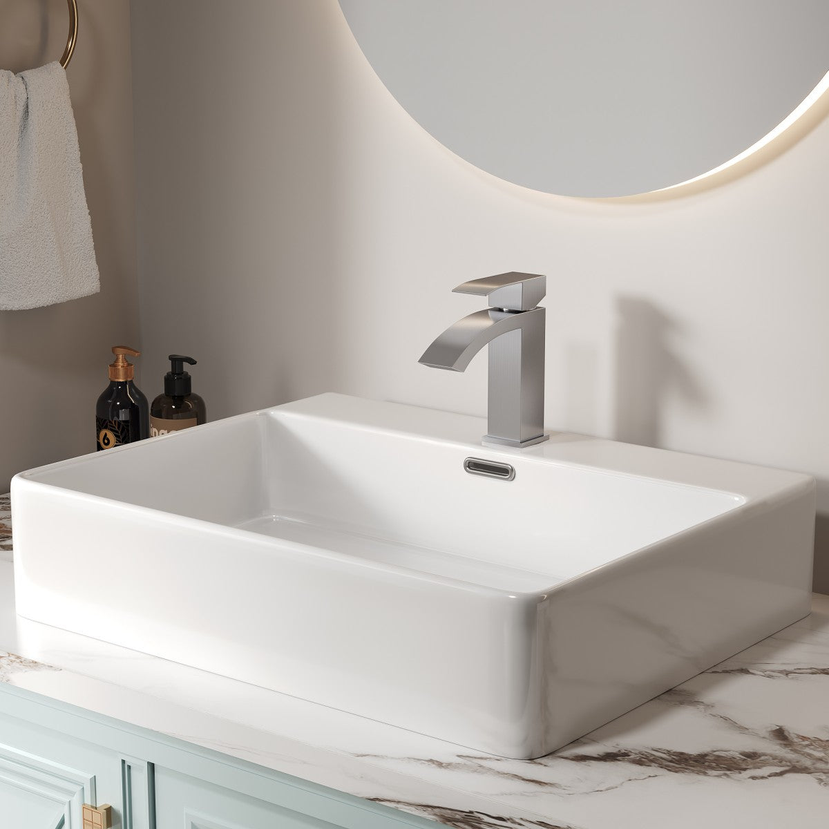Bathroom Single Hole Sink Waterfall Faucet Brushed Nickel Single Handle B2724P262879