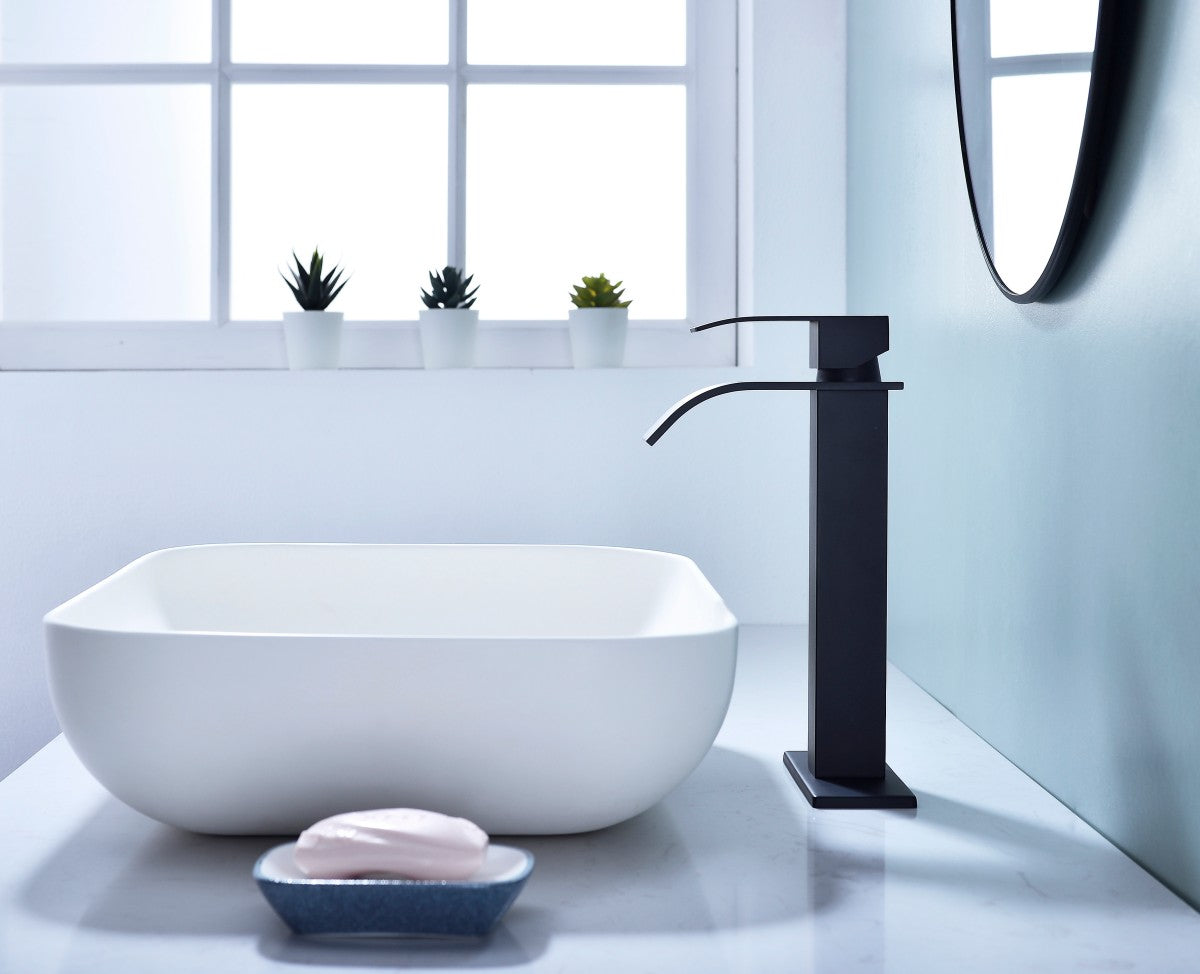Bathroom Single Hole or Three Hole Vessel Sink Faucet Matte Black Single Handle With Deck Plate and Pop-up Drain W928P225251