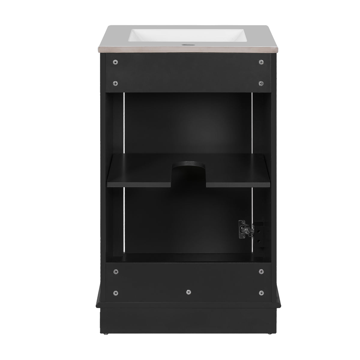 20" Shaker Style Bathroom Vanity with Sink, Small Bathroom Vanity Cabinet with Integrated Ceramic Sink, Soft Close Door, Solid Wood & MDF,Black