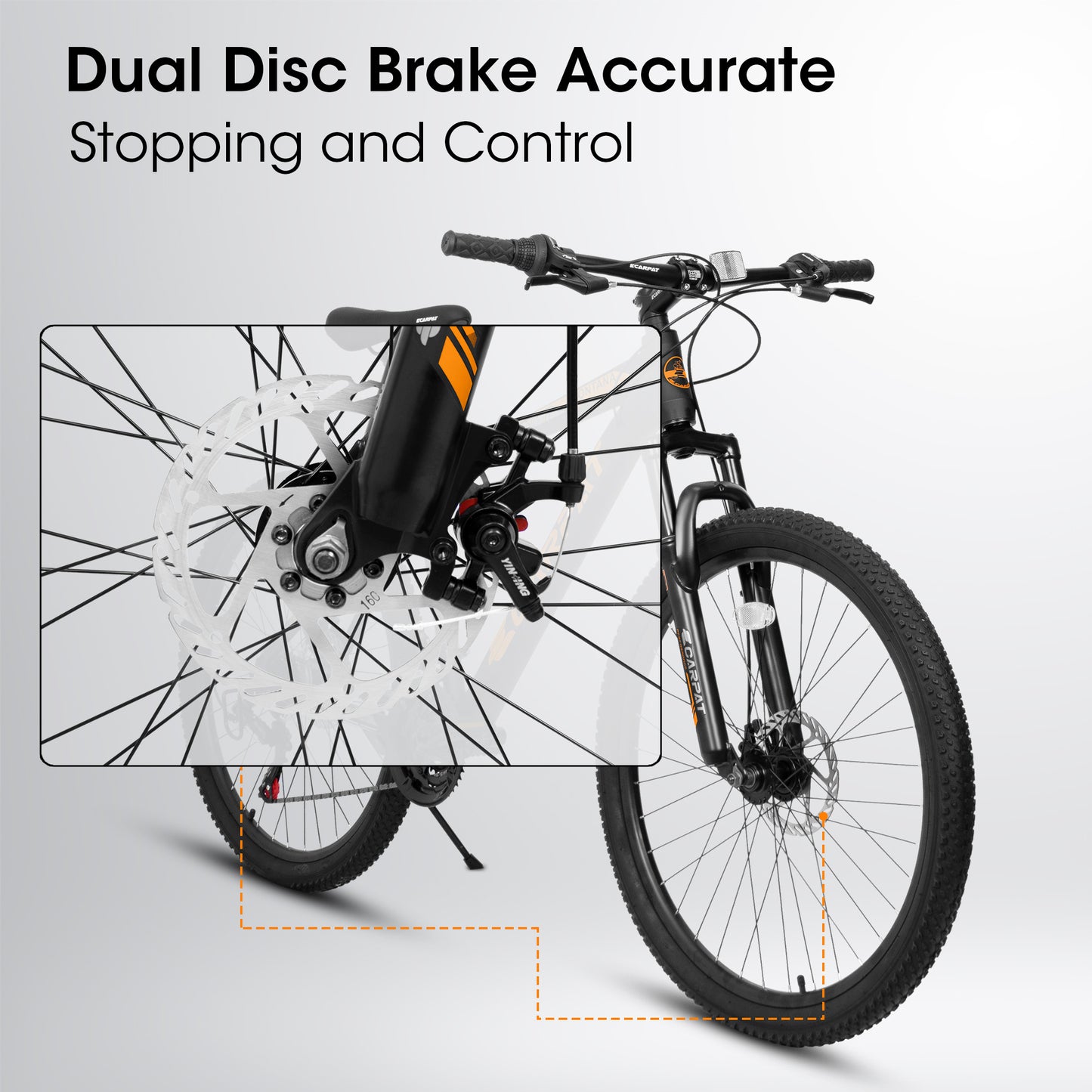 26 Inch Aluminum Mountain Bike Shimano 21 Speed Dual Disc Brake Front Suspension For Women Men Blue Orange