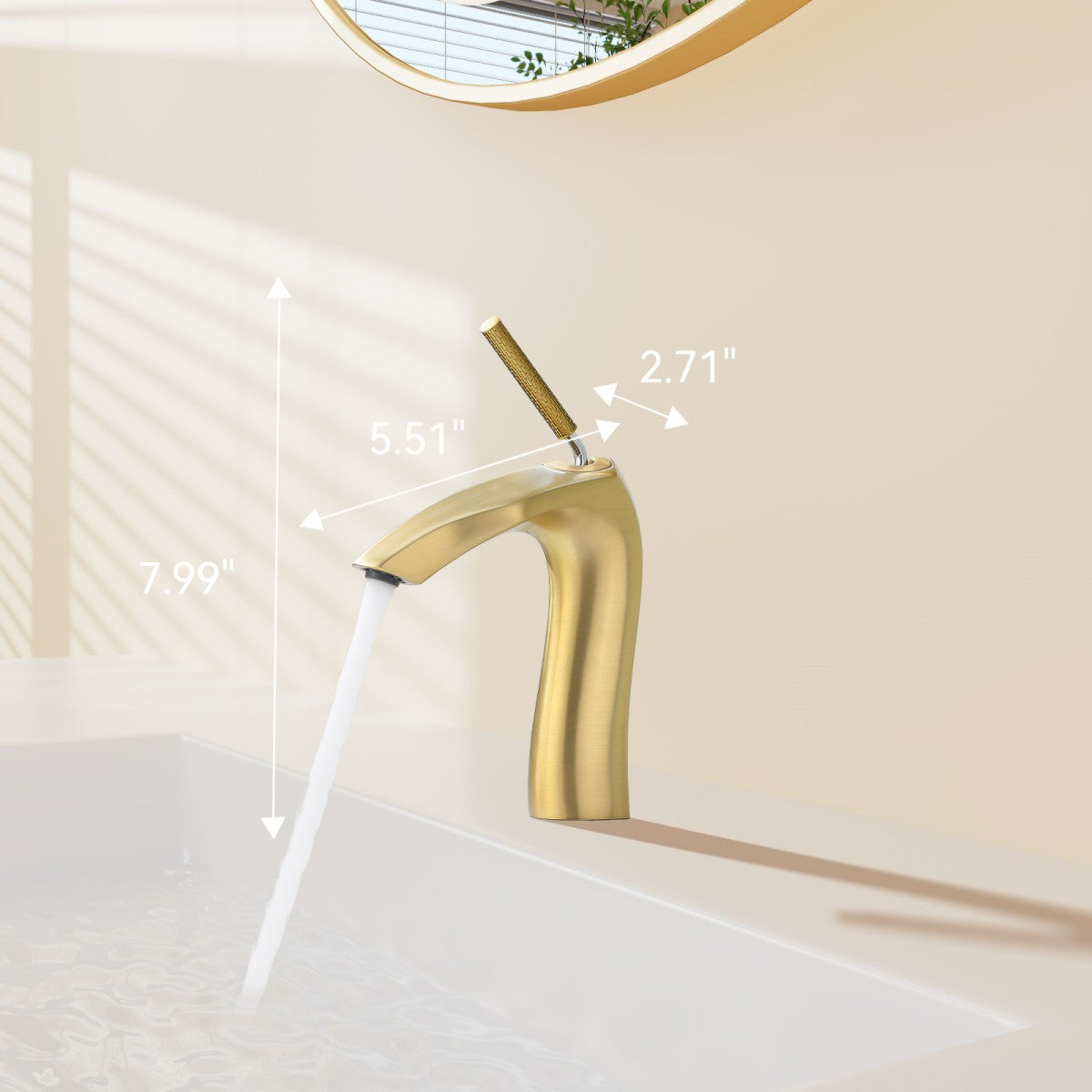 Bathroom Single Hole Sink Faucet Brushed Gold Single Handle W1217P214966