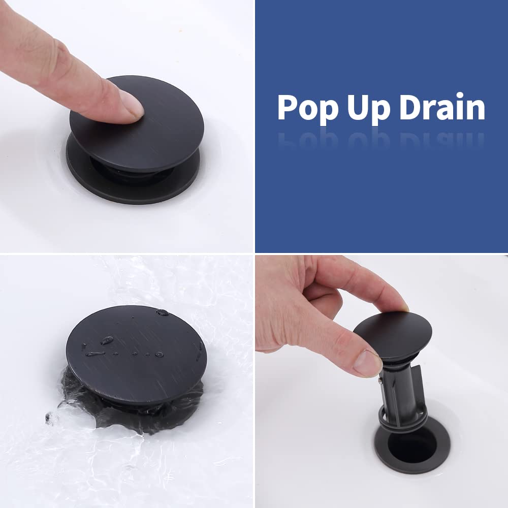 Bathroom Widespread Three Hole Sink Faucet Oil Rubbed Bronze Two Handles With Pop-up Drain T3177P277477