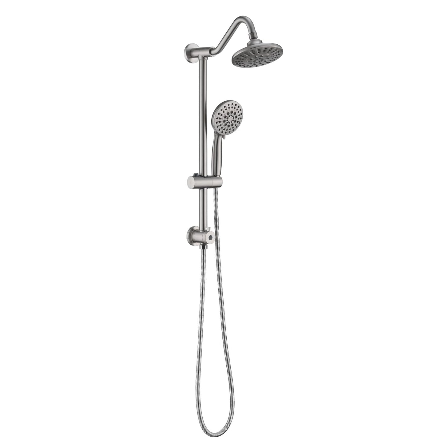 Brushed Nickel Bathroom Shower Head and Handheld Showerhead Combo Shower System with Drill-Free slider bar, 5 jets Top Shower and 6 jets handheld shower