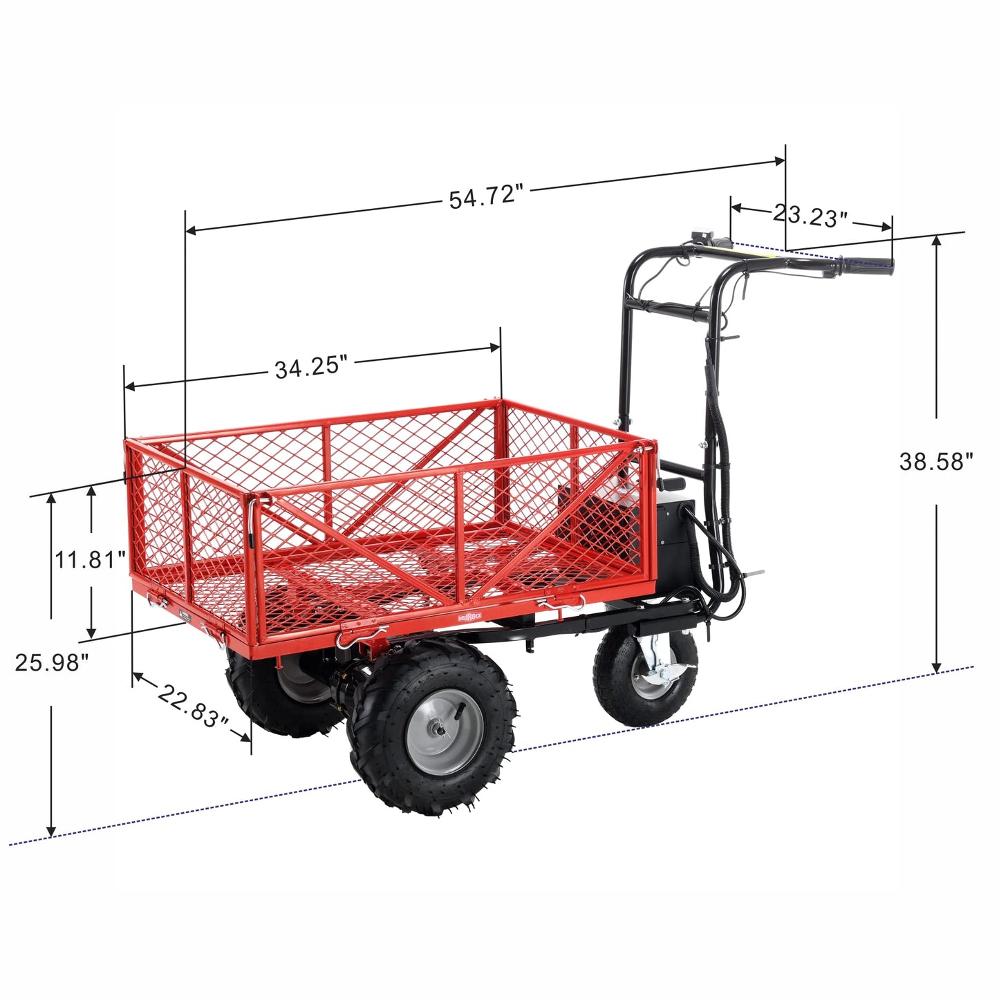 Wheelbarrow Utility Cart, Electric Powered Cart 48V28Ah 500W, Capacity 500lbs,Max Cubage 6 Cuft, Material Hauler 1000lbs Towing