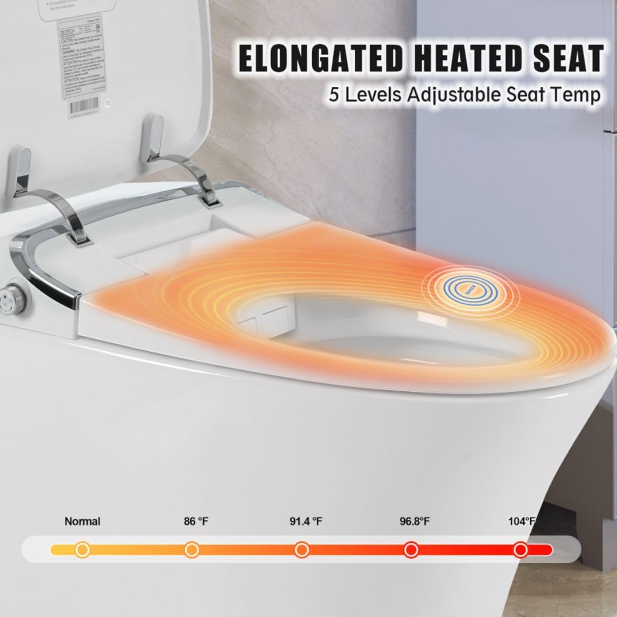 12 Inch Rough In Size Smart Bidet Toilet,Soft close Elongated Seat ,Heated Seat,Foot Sensor Flush,Water-Saving Powerful Flush,Warm Dryer,Washing Nozzle, Remote Control, Night Light,Tankless Toilet