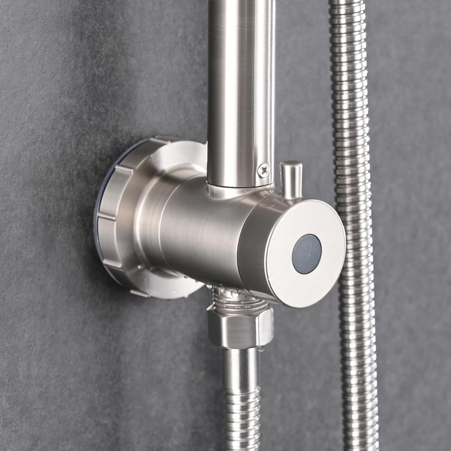 Brushed Nickel Bathroom Shower Head and Handheld Showerhead Combo Shower System with Drill-Free slider bar, 5 jets Top Shower and 6 jets handheld shower