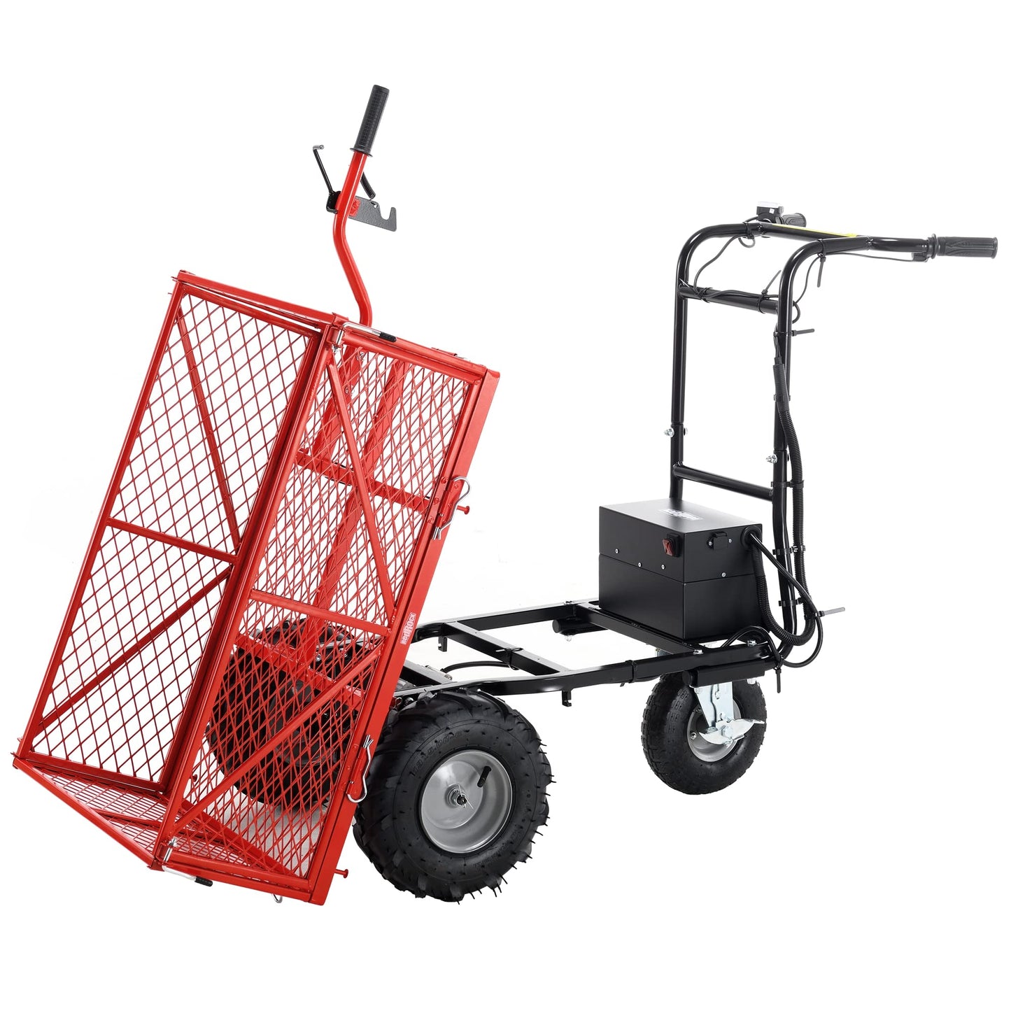 Wheelbarrow Utility Cart, Electric Powered Cart 48V28Ah 500W, Capacity 500lbs,Max Cubage 6 Cuft, Material Hauler 1000lbs Towing