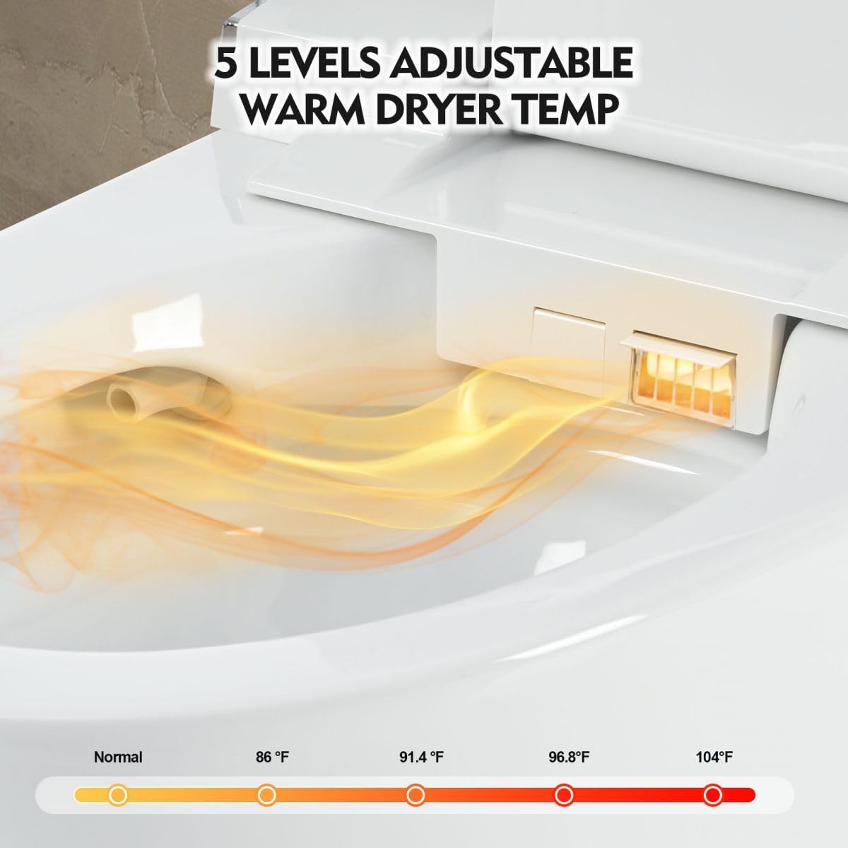 12 Inch Rough In Size Smart Bidet Toilet,Soft close Elongated Seat ,Heated Seat,Foot Sensor Flush,Water-Saving Powerful Flush,Warm Dryer,Washing Nozzle, Remote Control, Night Light,Tankless Toilet