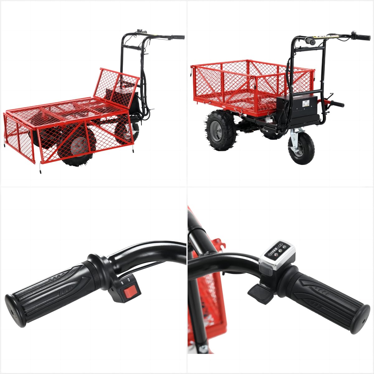 Wheelbarrow Utility Cart, Electric Powered Cart 48V28Ah 500W, Capacity 500lbs,Max Cubage 6 Cuft, Material Hauler 1000lbs Towing