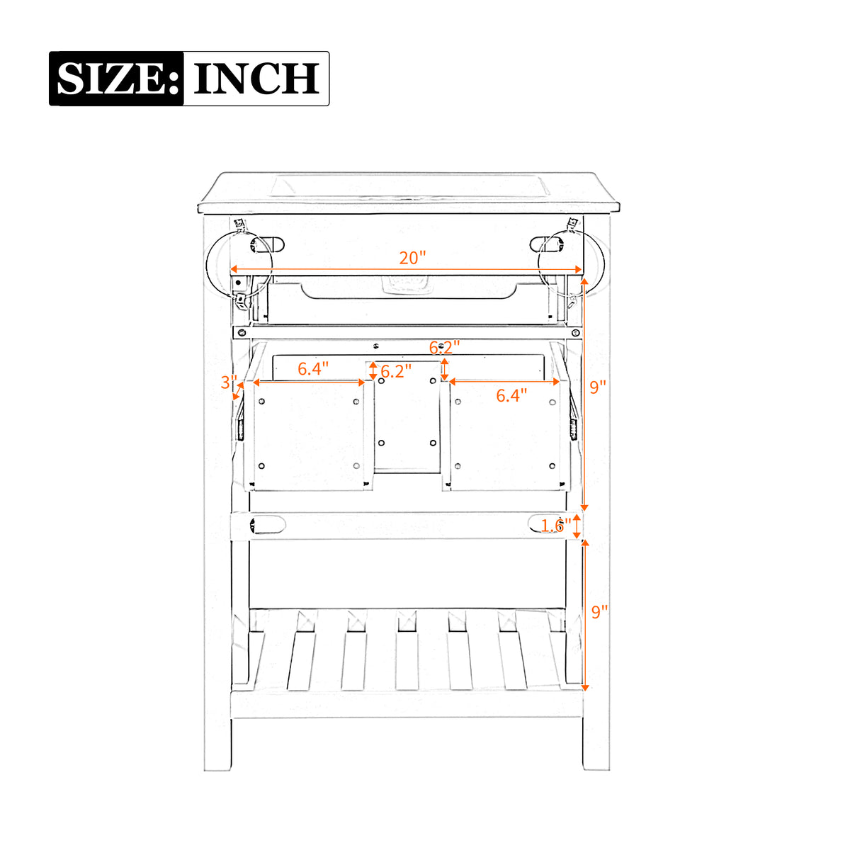 24" Bathroom Vanity with Sink, Modern Bathroom Vanity with Tip-Out Drawer & Ceramic Sink for 4" Centerset Faucet, Solid Wood Feet, Soft Close,Dark Brown