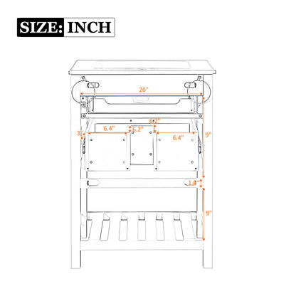 24" Bathroom Vanity with Sink, Modern Bathroom Vanity with Tip-Out Drawer & Ceramic Sink for 4" Centerset Faucet, Solid Wood Feet, Soft Close,White
