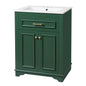 24" Bathroom Vanity with Sink, Small Bathroom Vanity with Tip-Out Drawer & Adjustable Storage, 3-Hole 4" Centerset Ceramic Sink with Overflow, Soft Close Door,Green