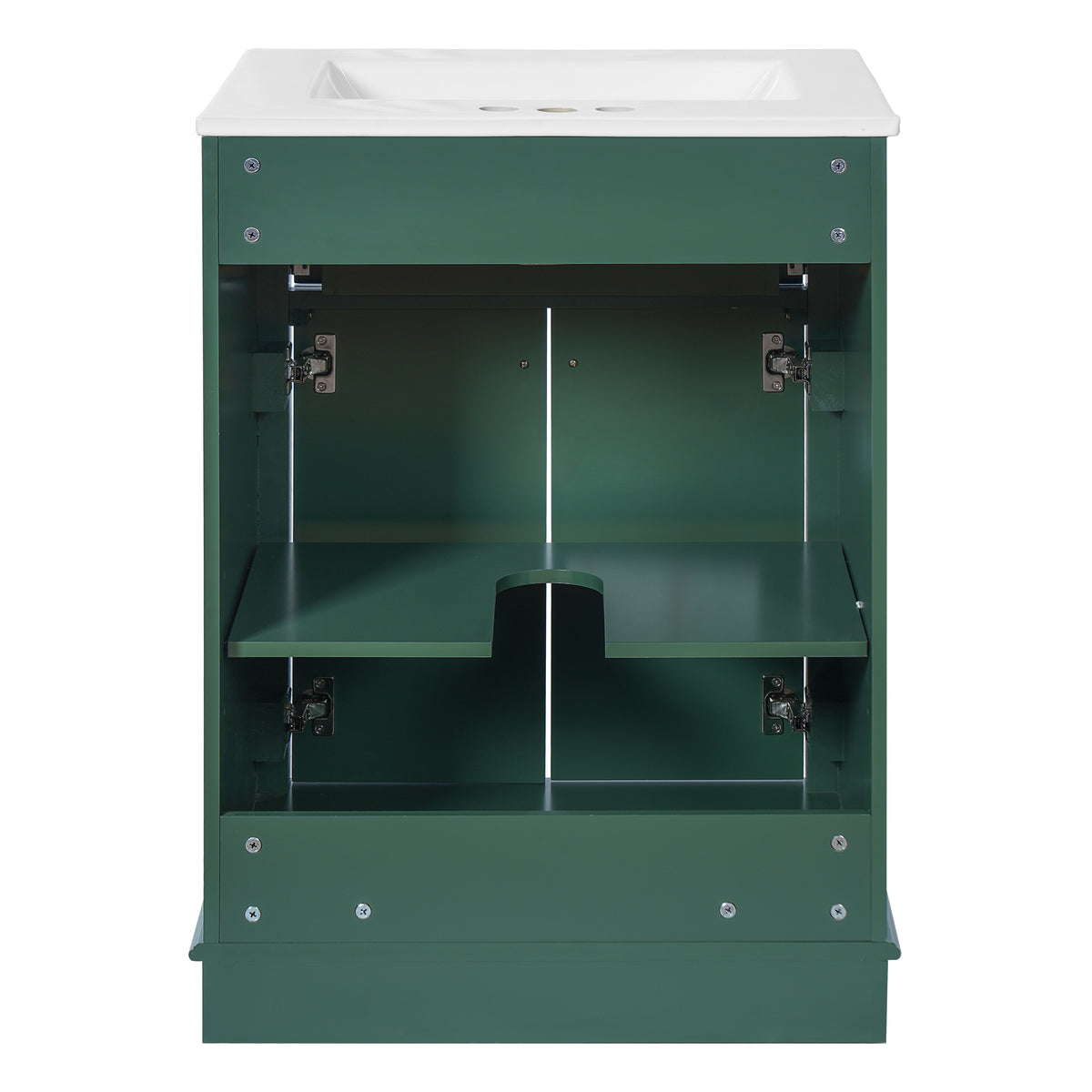 24" Bathroom Vanity with Sink, Small Bathroom Vanity with Tip-Out Drawer & Adjustable Storage, 3-Hole 4" Centerset Ceramic Sink with Overflow, Soft Close Door,Green