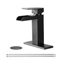 Bathroom Single Hole Three Hole Waterfall Sink Faucet Matte Black Single Handle with Deck Plate and Pop-up Drain W1224P224285