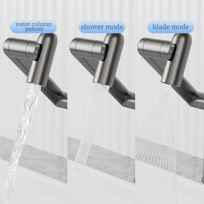 Bathroom Single Hole Sink Faucet Grey Two Handles Rotable Spout W1217P214939