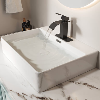 Bathroom Single Hole or Three Hole Vessel Sink Faucet Matte Black Single Handle With Deck Plate B2724P257551