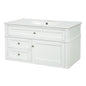 36" Floating Bathroom Vanity with Sink, Wall Mounted Bathroom Vanity with 2 Drawers & Tip-Out Tray, Etched Stripe Design, Ceramic Sink with Overflow, Adjustable Height,White