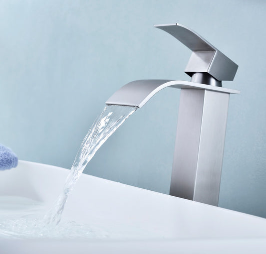 Bathroom Single Hole or Three Hole Vessel Sink Faucet Brushed Nickel Single Handle With Deck Plate and Pop-up Drain W928P225118