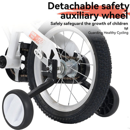 18 inch kids bike with training wheels,stand Adjustable saddle Suitable for boys and girls aged 5-10 years, tall Height 45-57 inch