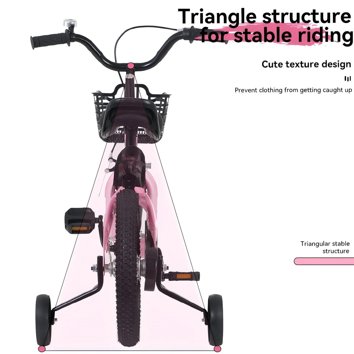 18 inch kids bike with training wheels,stand Adjustable saddle Suitable for boys and girls aged 5-10 years, tall Height 45-57 inch