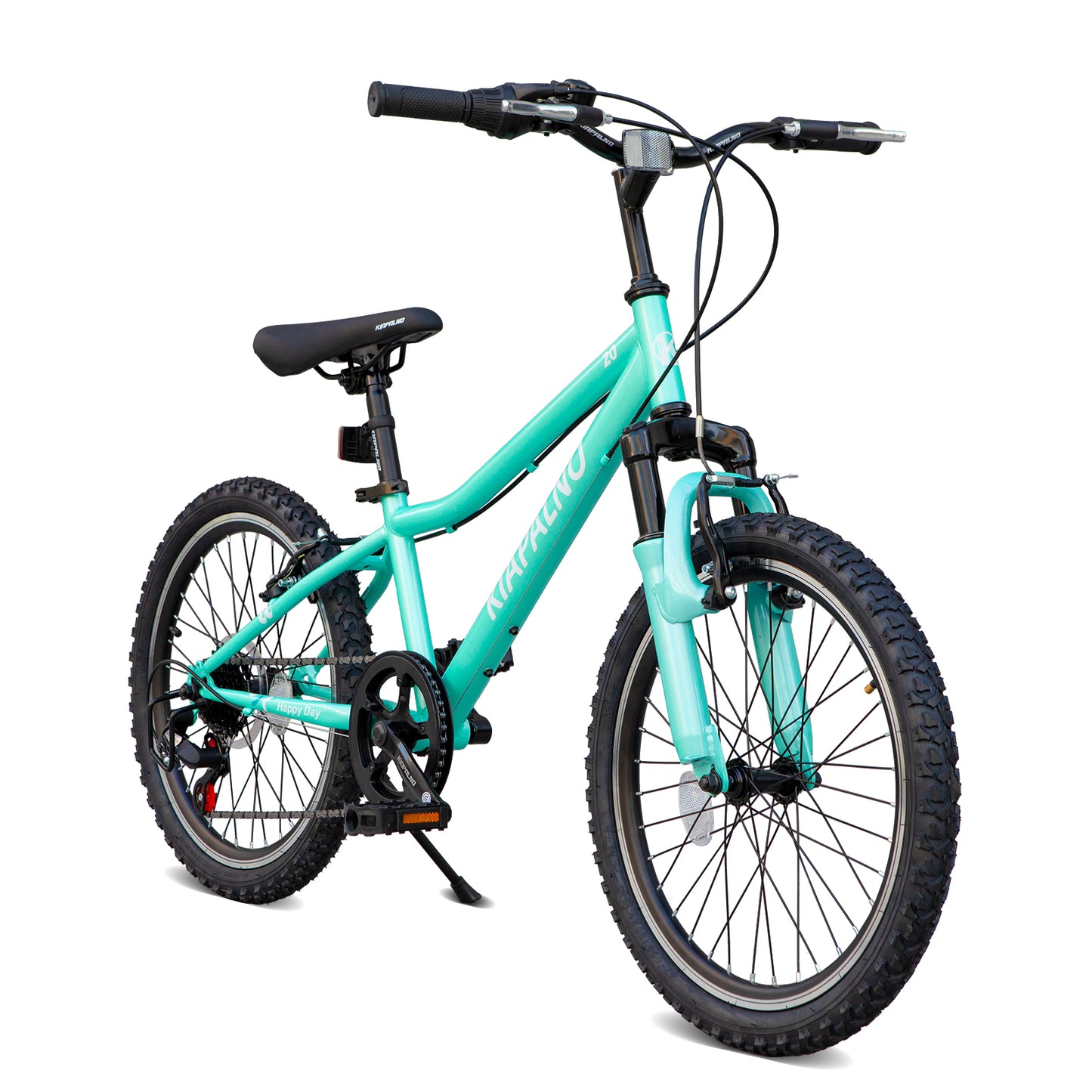 20 Inch Kids Mountain Bike, 7-Speed Drivetrain, Front Suspension, Durable Steel Frame, Bicycle for Boys & Girls Ages 6-10, Green, 85% Pre-Assembled