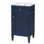 18" Bathroom Vanity with Sink, French Style Small Bathroom Vanity, Freestanding Wood Vanity Cabinet with Ceramic Sink Basin, Soft Close Door & U-Shaped Shelf,Blue