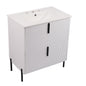 30" Bathroom Vanity with Sink, Black Fluted Bathroom Vanity with Undermount Drawer Slides & White Ceramic Basin, Finger Pull Design, Full Extension Drawers,White
