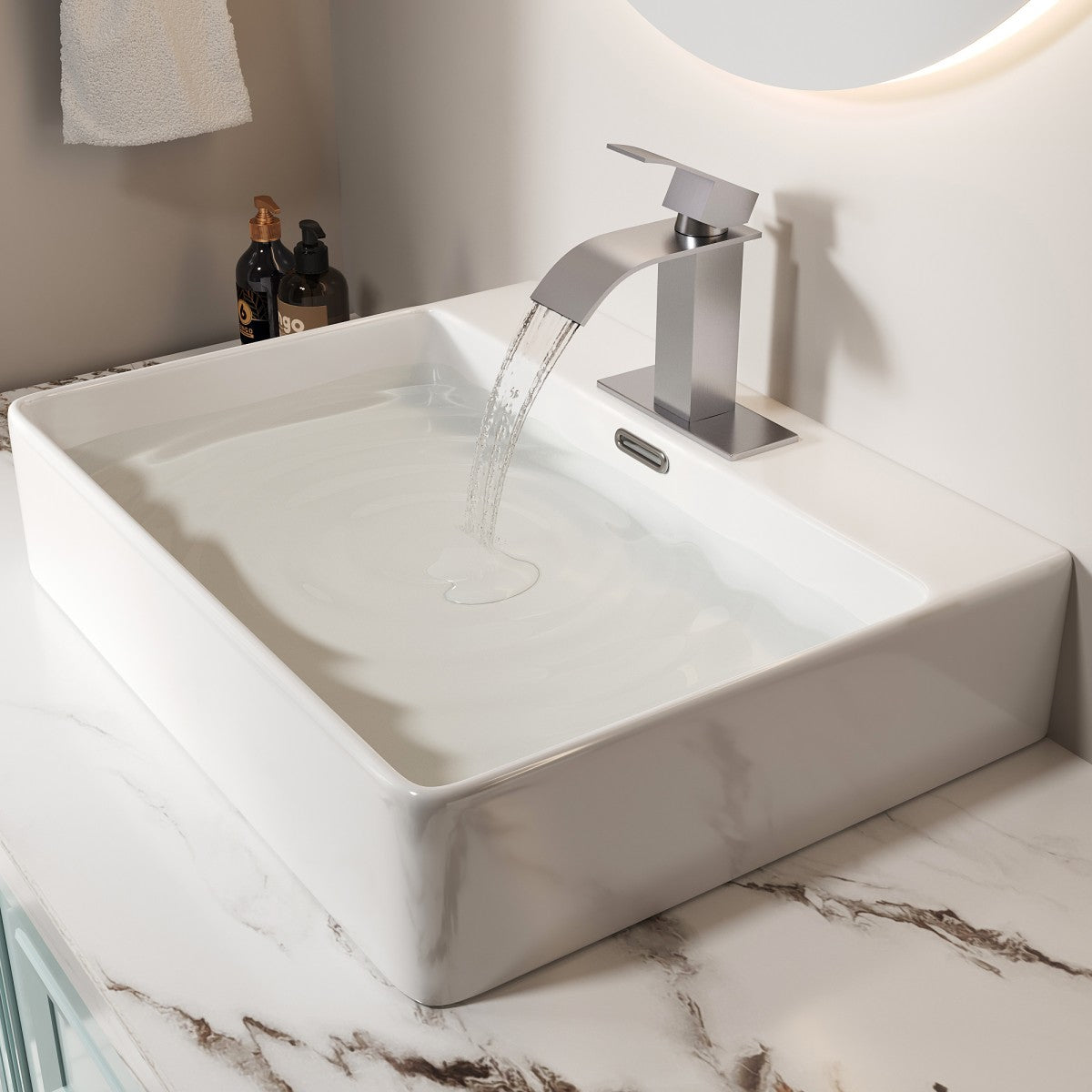 Bathroom Single Hole or Three Hole Sink Faucet Brushed Nickel Single Handle With Deck Plate B2724P257531