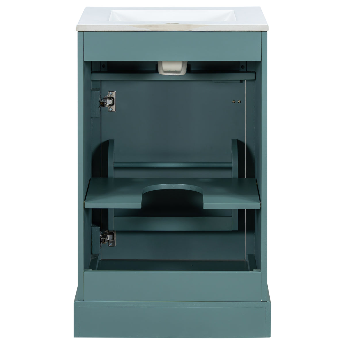 20" Bathroom Vanity with Sink, Classic Modern Bathroom Vanity Cabinet with U-Shaped Adjustable Shelf & Door Rack, Soft Close Door, Aluminum Handle,Green