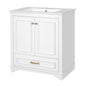 30" Bathroom Vanity with Sink, Traditional Bathroom Vanity with Carved Detail & Solid Wood Frame, Double Doors & Drawer, Ceramic Sink with Overflow,White