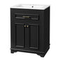 24" Bathroom Vanity with Sink, Small Bathroom Vanity with Tip-Out Drawer & Adjustable Storage, 3-Hole 4" Centerset Ceramic Sink with Overflow, Soft Close Door,Black