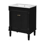 24" Bathroom Vanity with Sink, Modern Bathroom Vanity Cabinet with Enclosed Storage Door, 32mm Faucet Hole Ceramic Basin, Easy Assembly,Black
