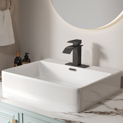 Bathroom Single Hole or Three Hole Vessel Sink Faucet Matte Black Single Handle With Deck Plate B2724P257551