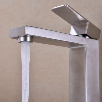 Bathroom Single Hole Vessel Sink Faucet Brushed Nickel Single Handle With Pop-up Drain W928P227407